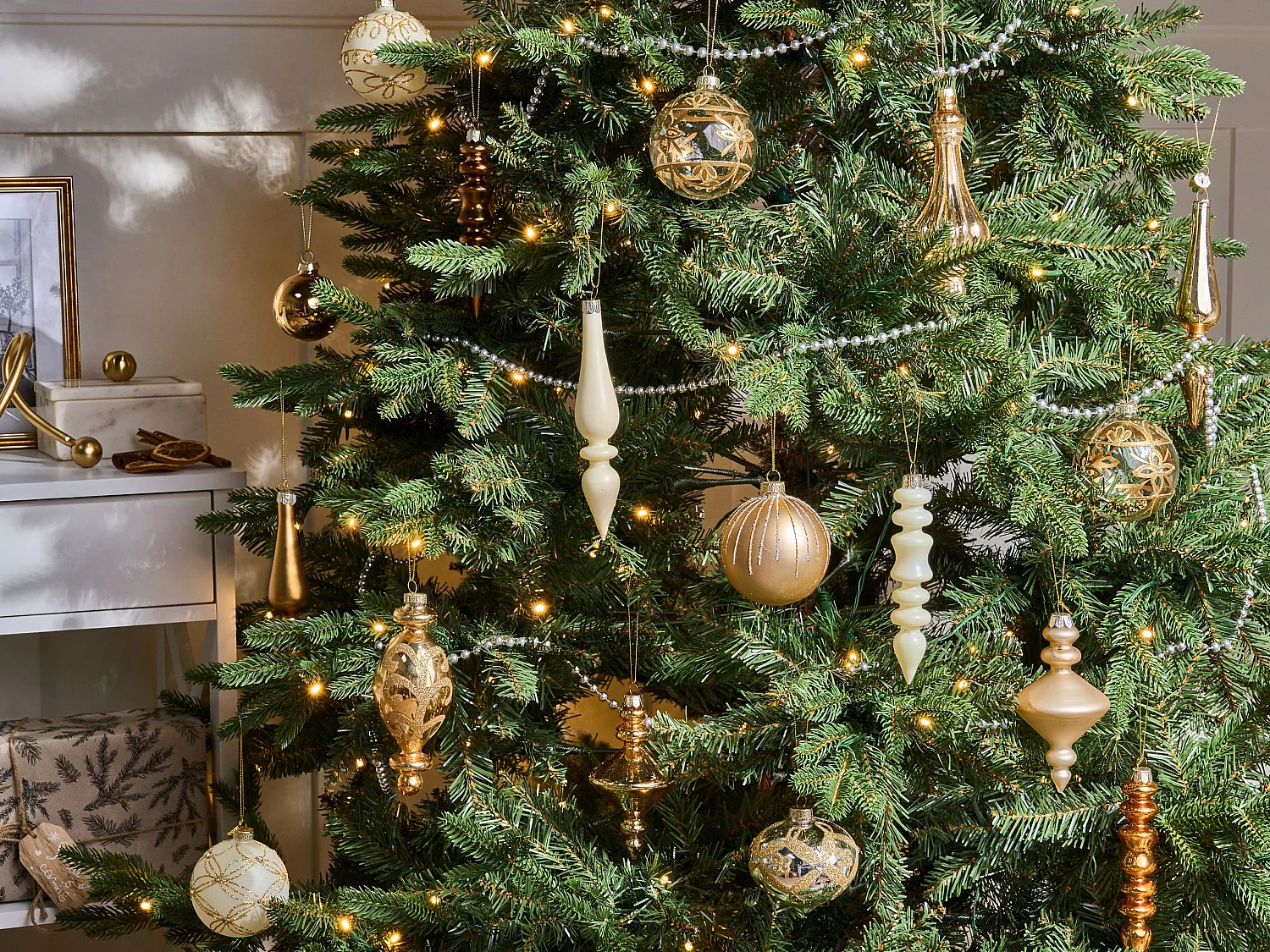 Lot de 70 boules FLICKER Verre Doré