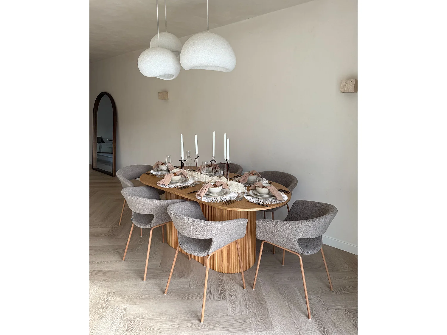 Set of 2 Dining Chairs ELMA Boucle Taupe