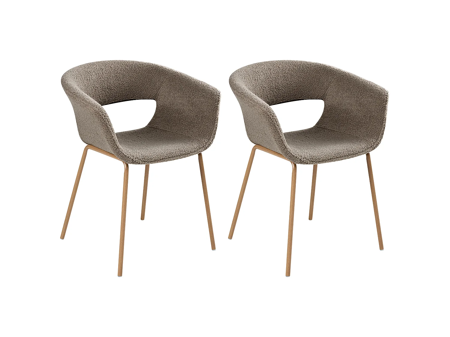 Set of 2 Dining Chairs ELMA Boucle Taupe