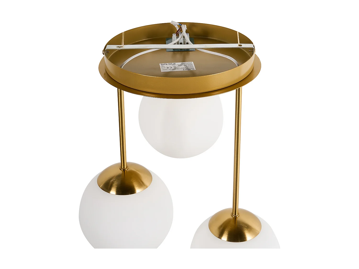 Lampes suspension à 3 lumières RIANA Verre Métal Laiton