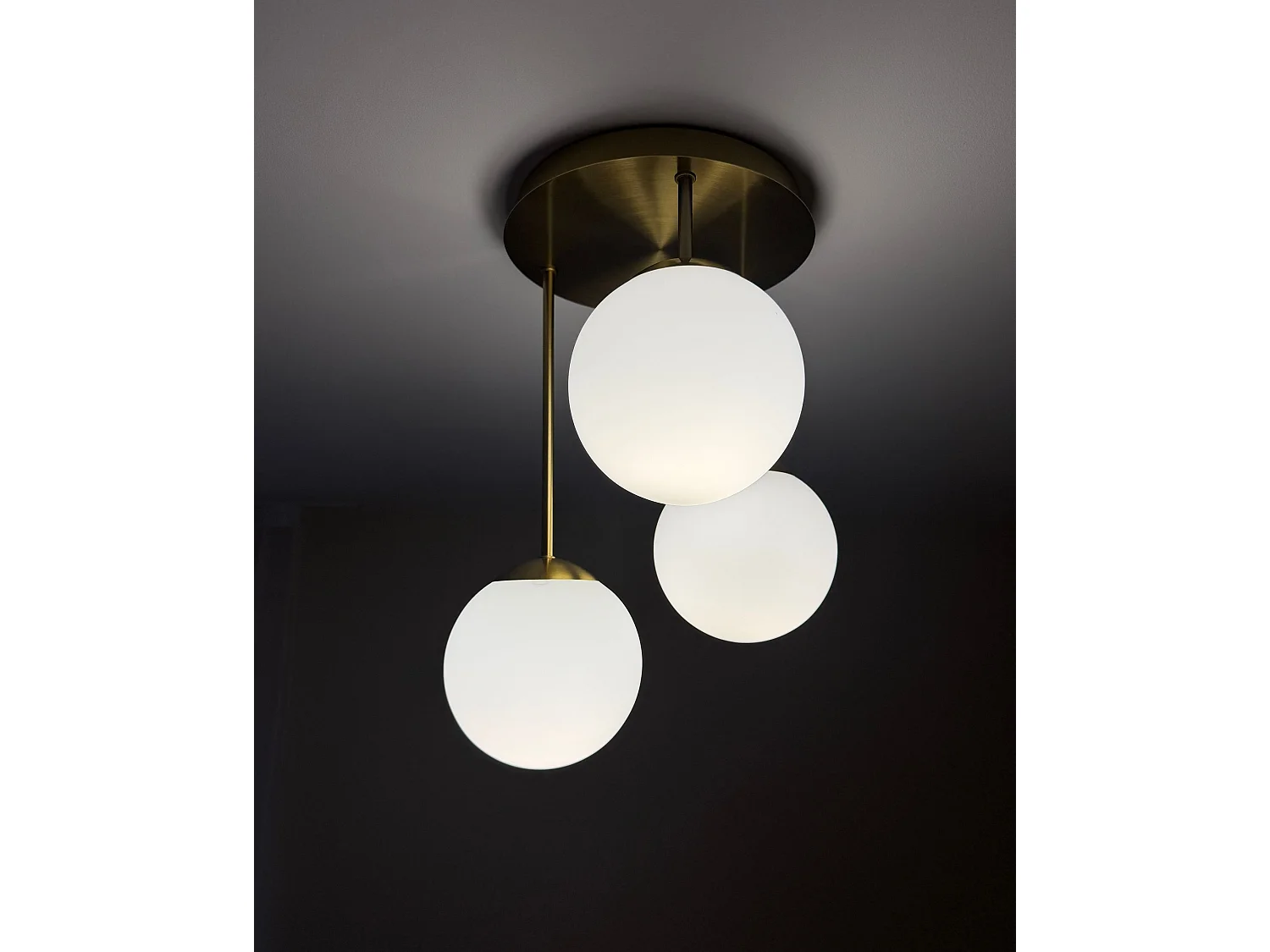 Lampes suspension à 3 lumières RIANA Verre Métal Laiton