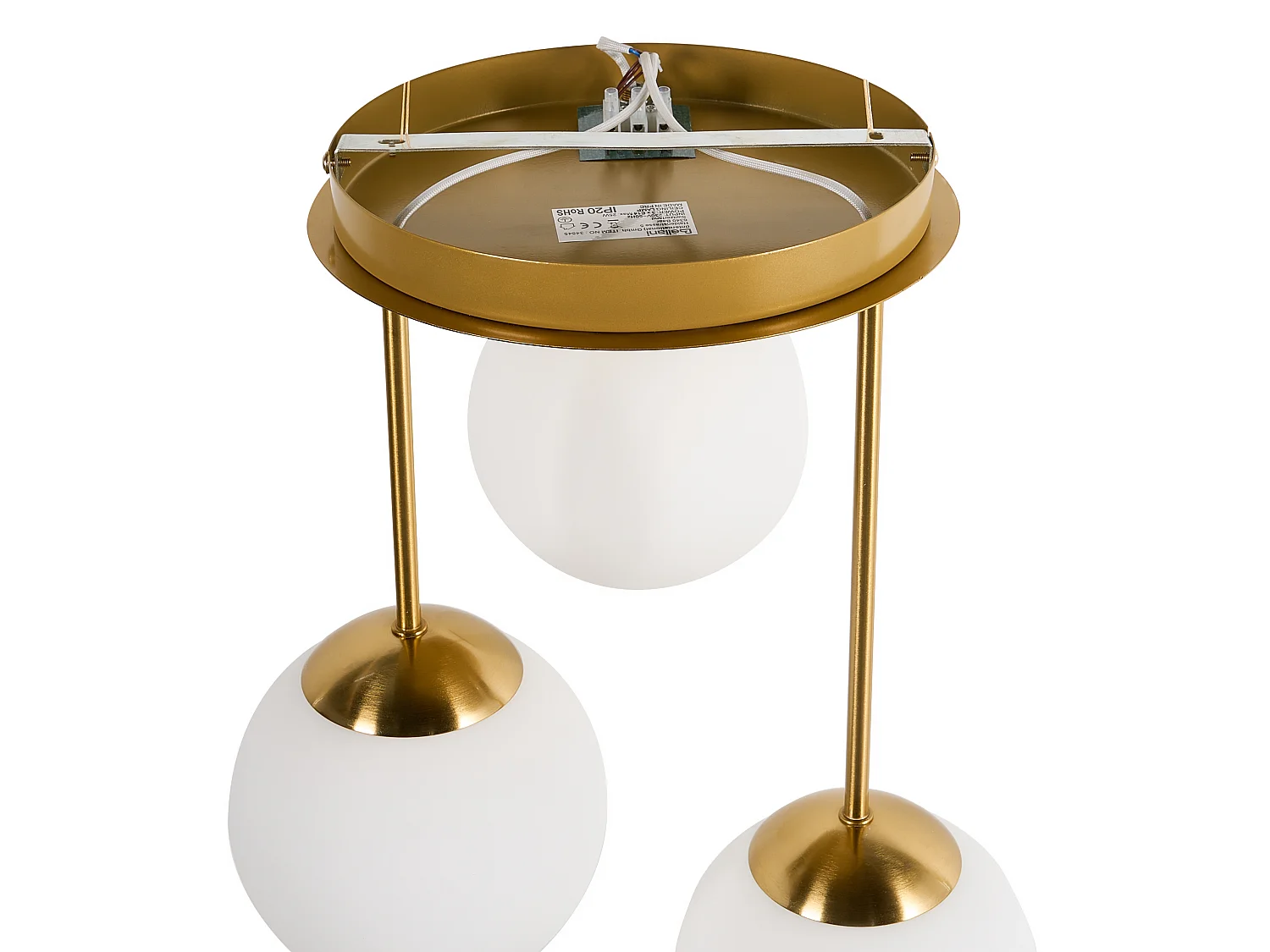 Lampes suspension à 3 lumières RIANA Verre Métal Laiton