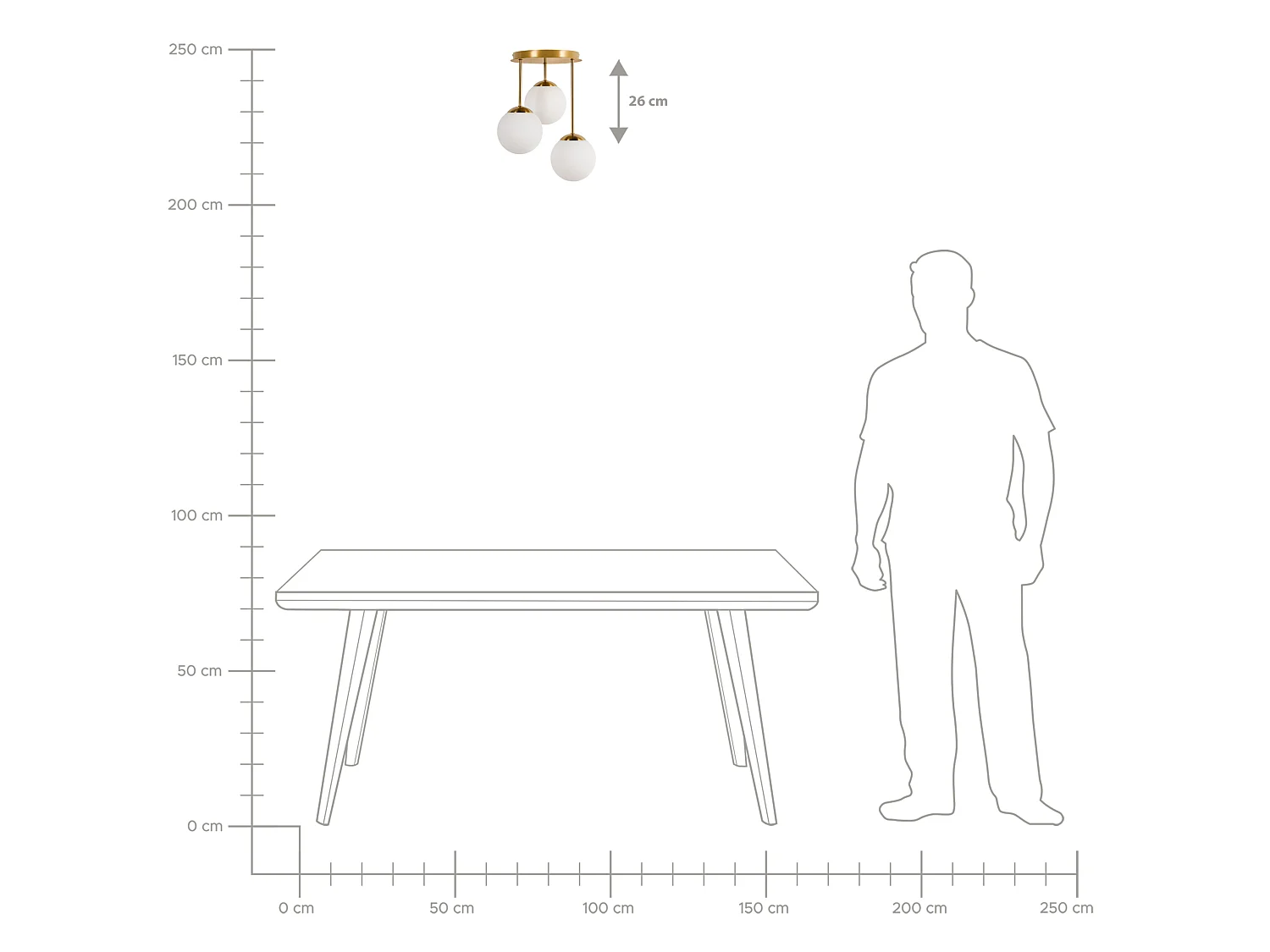 Lampes suspension à 3 lumières RIANA Verre Métal Laiton