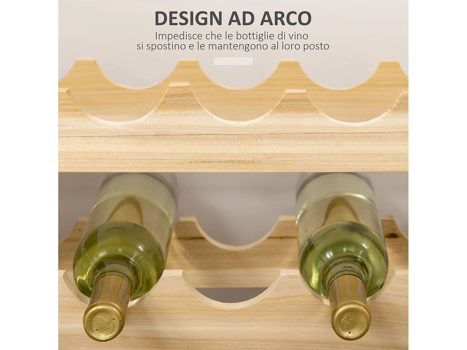 Scaffale portabottiglie in legno di pino colore legno