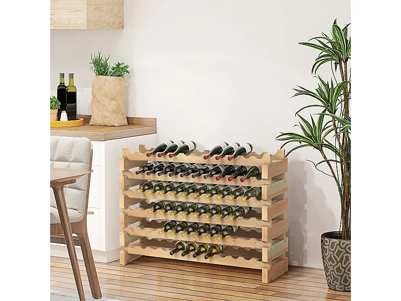 Scaffale portabottiglie in legno di pino colore legno