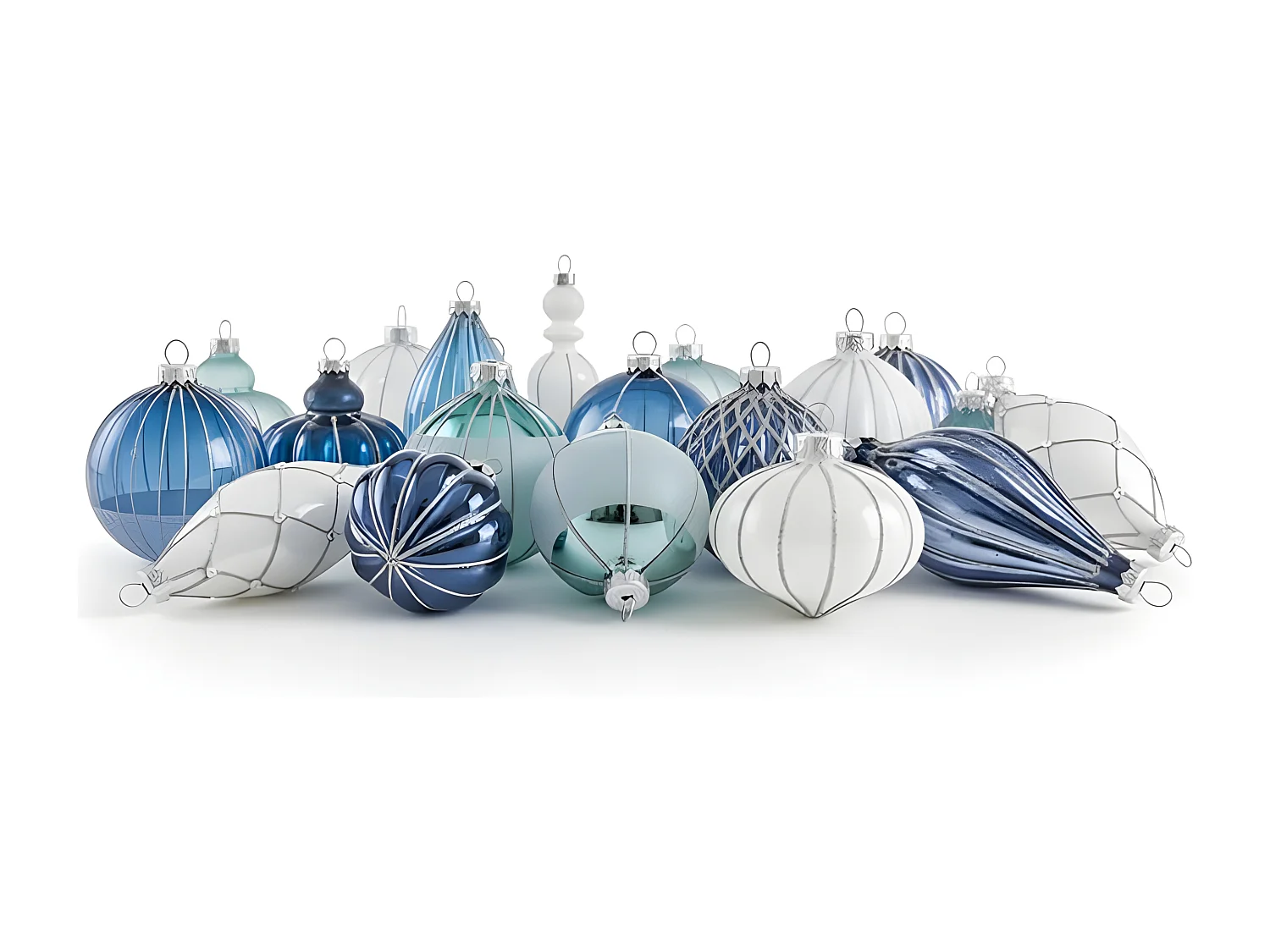 Lot de 35 boules SNOWFALL Verre Bleu