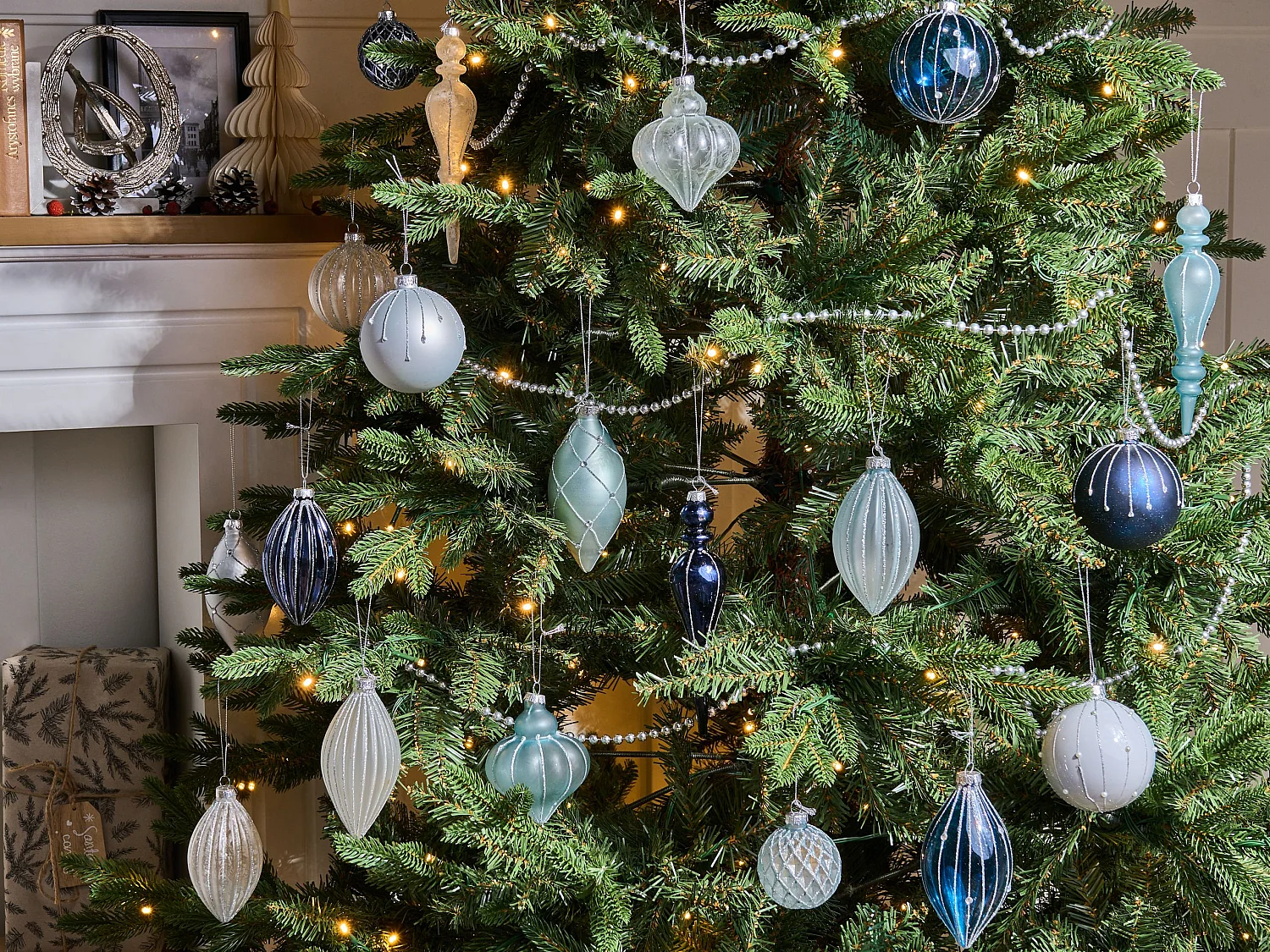 Lot de 35 boules SNOWFALL Verre Bleu