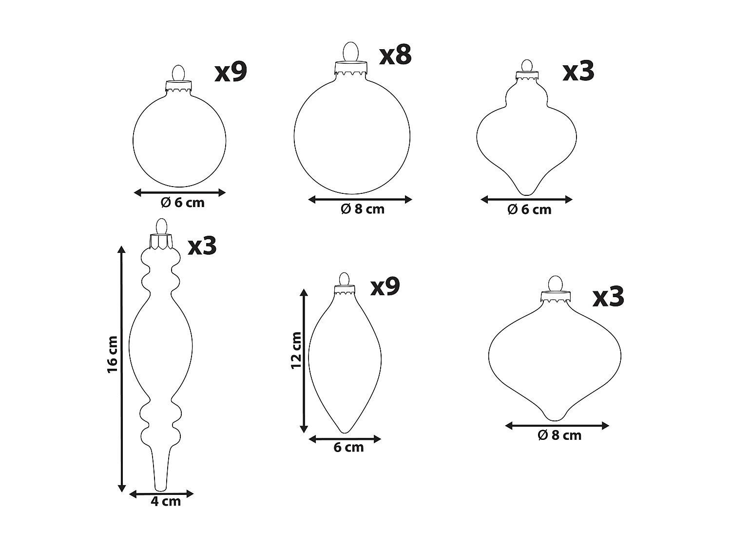 Lot de 35 boules SNOWFALL Verre Bleu
