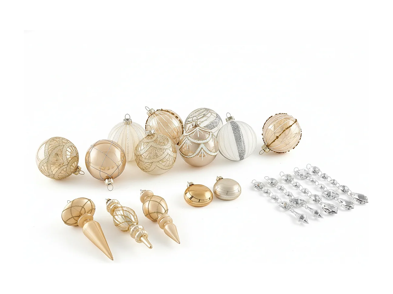 Lot de 35 boules BLING Verre Doré