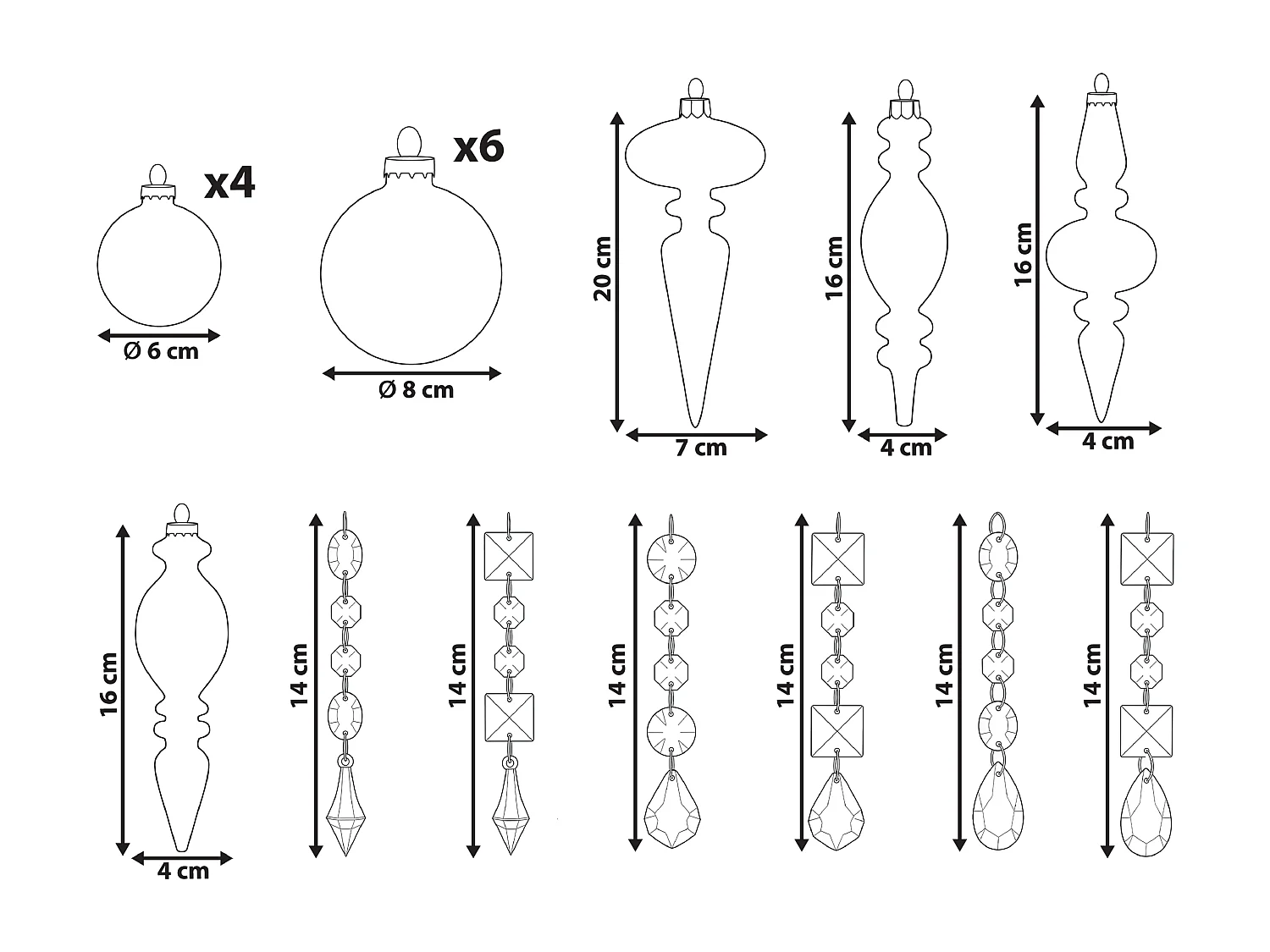 Lot de 35 boules BLING Verre Doré