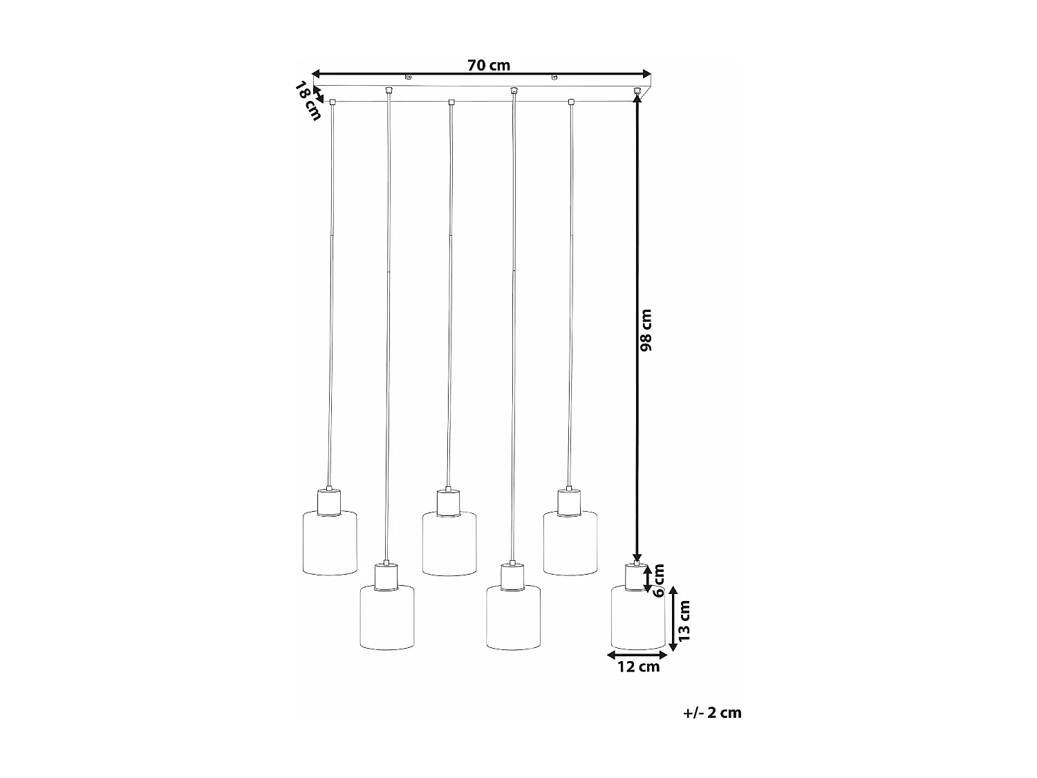 Lampes suspension à 6 lumières KITARE Verre Beige