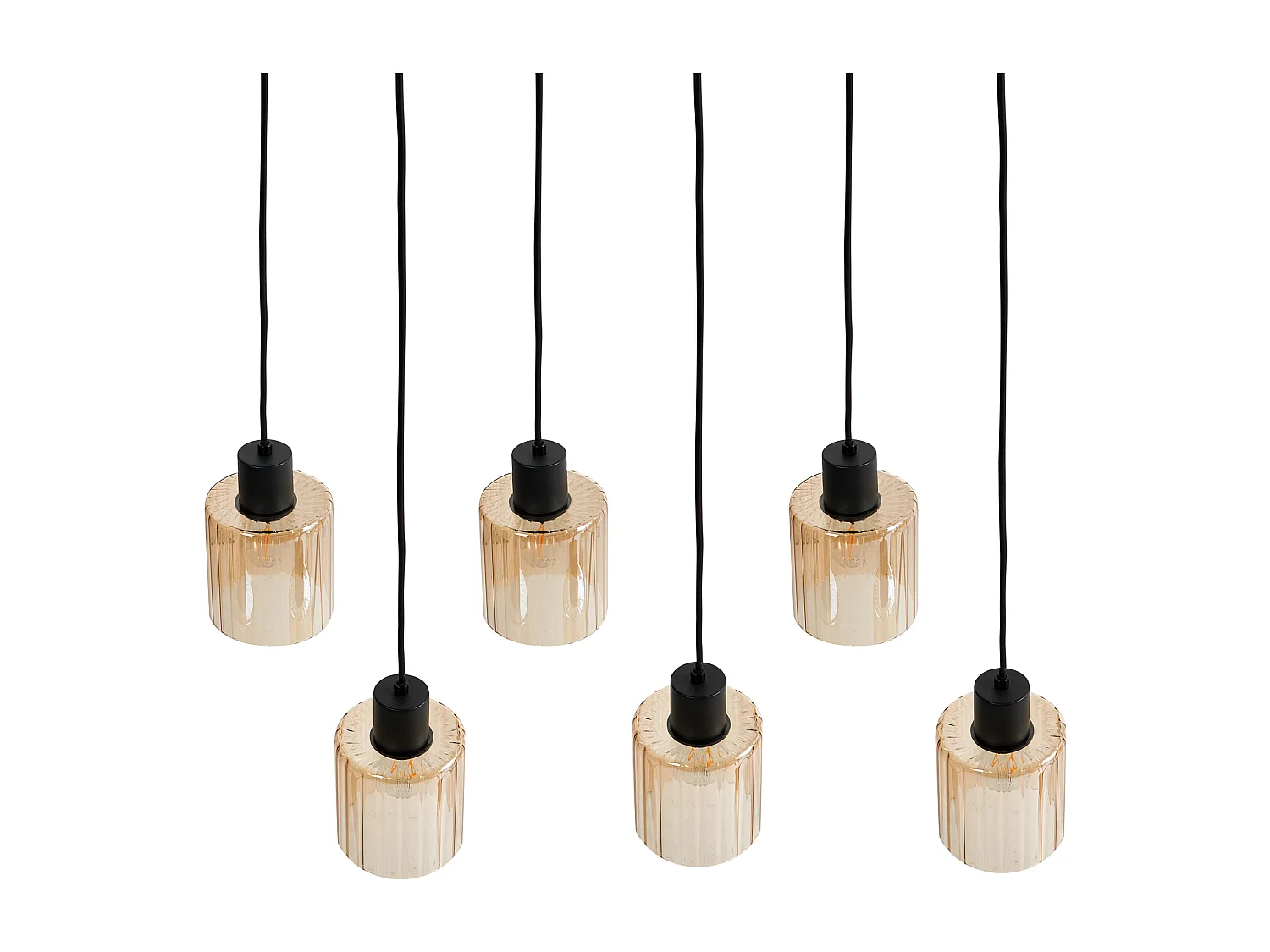Lampes suspension à 6 lumières KITARE Verre Beige
