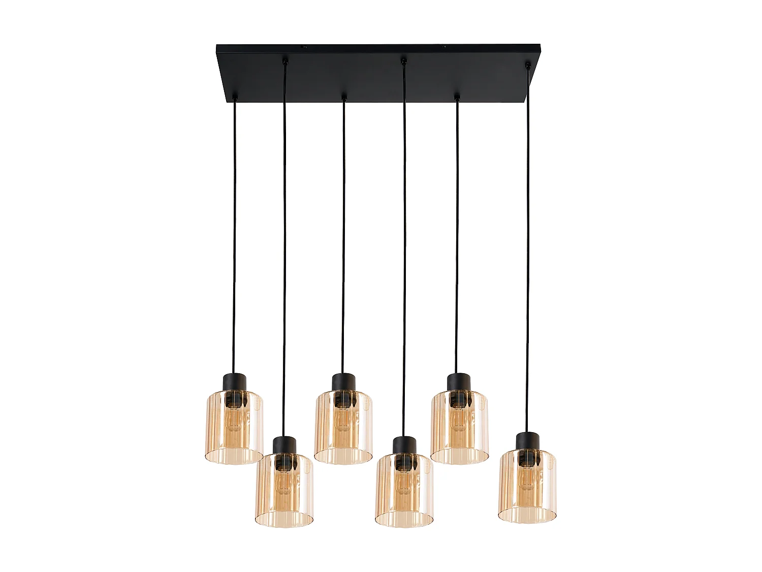 Lampes suspension à 6 lumières KITARE Verre Beige
