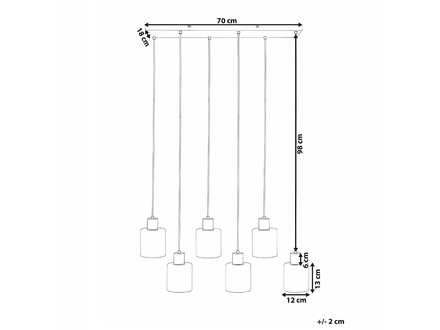 6 Light Pendant Lamp KITARE Glass Beige