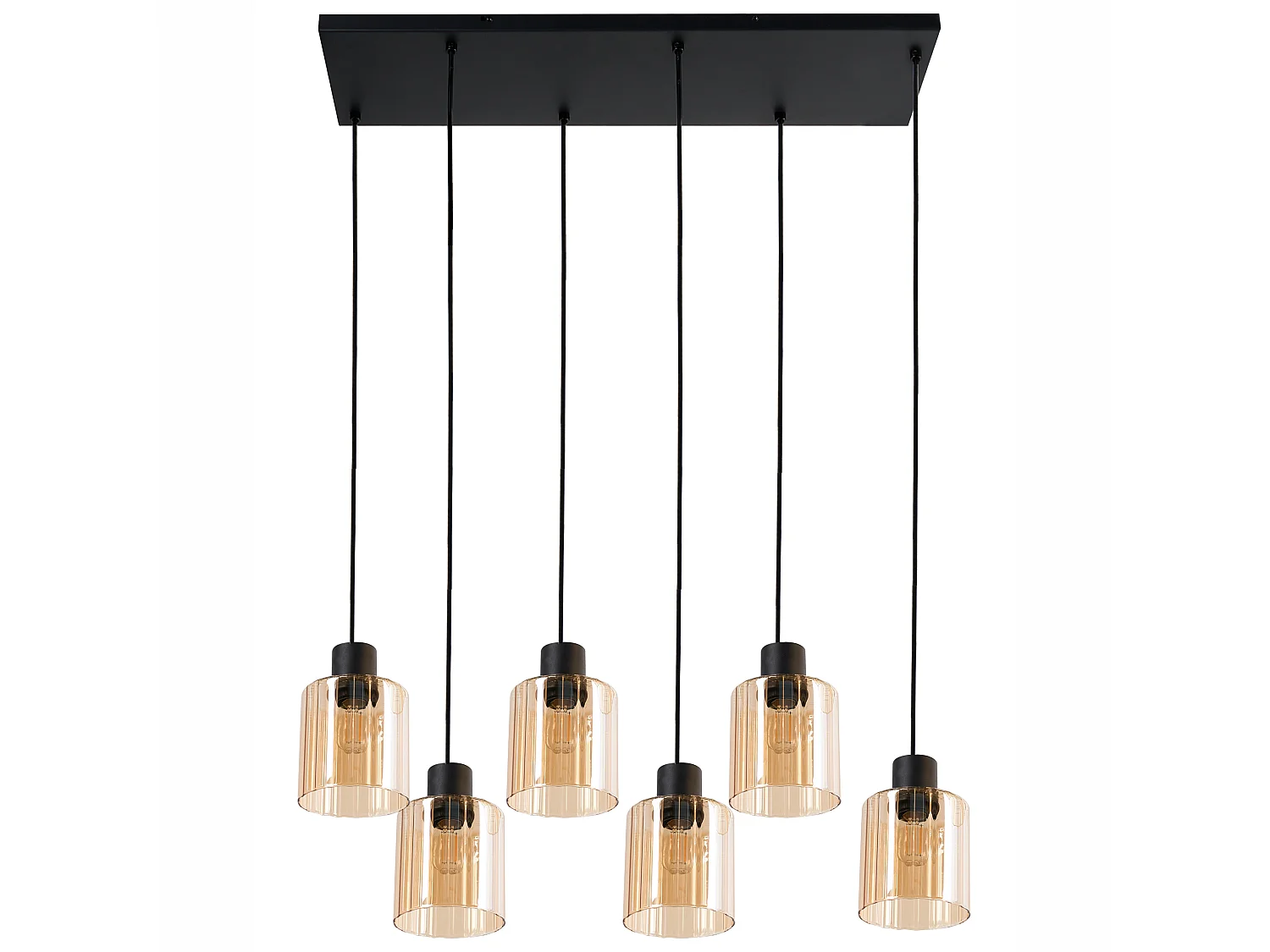 6 Light Pendant Lamp KITARE Glass Beige