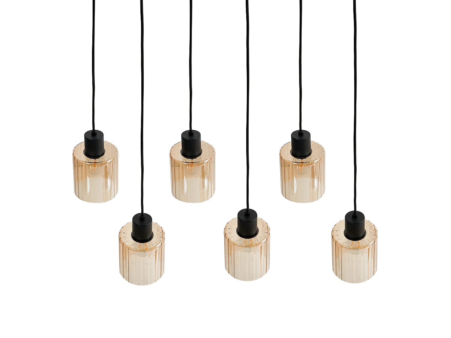 6 Light Pendant Lamp KITARE Glass Beige