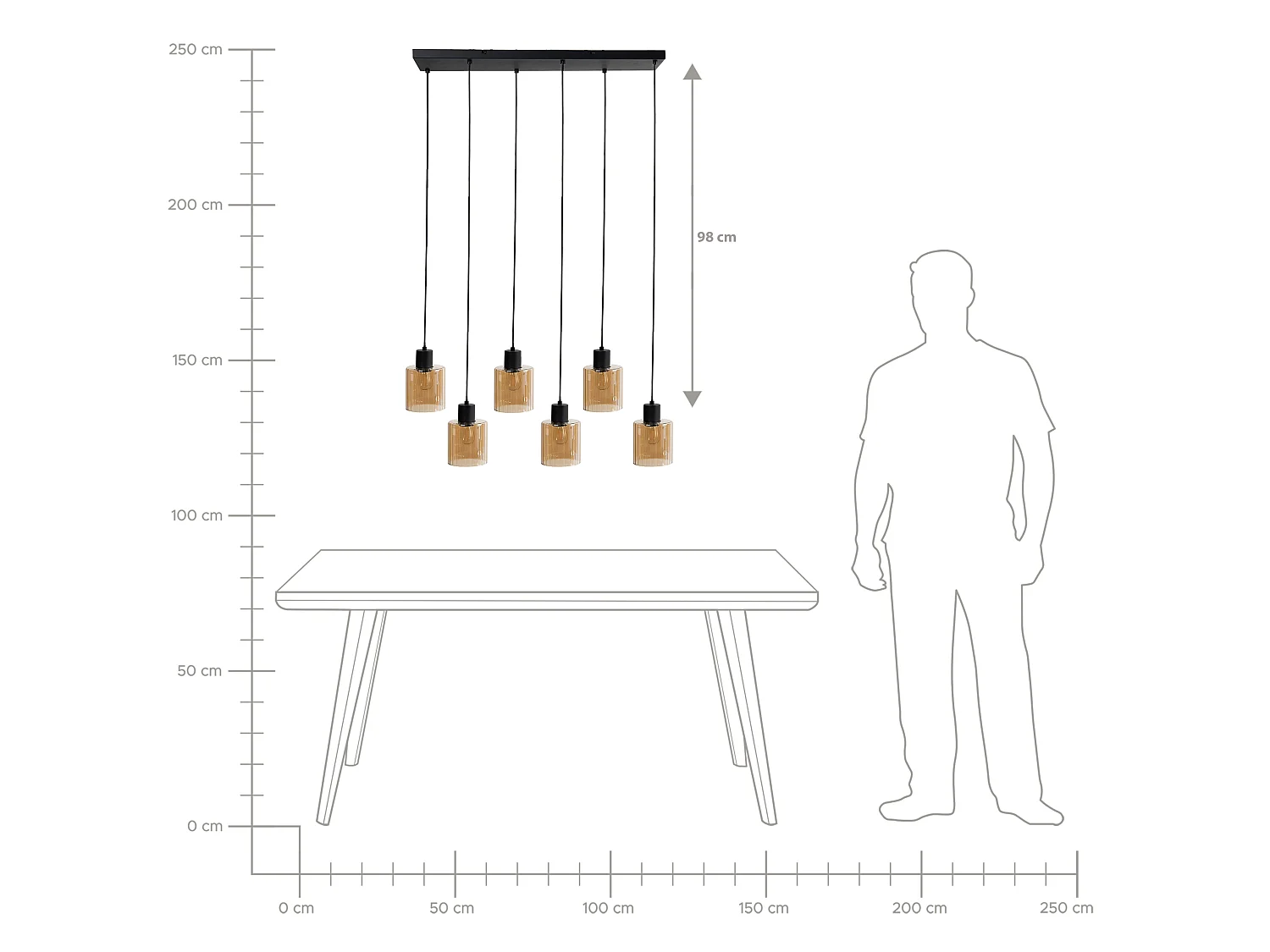 6 Light Pendant Lamp KITARE Glass Beige