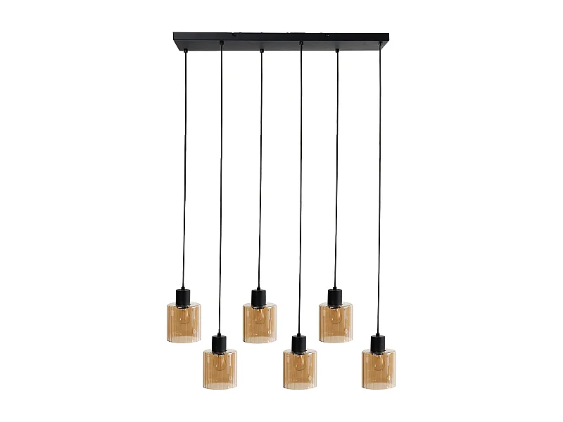 Lampes suspension à 6 lumières KITARE Verre Beige