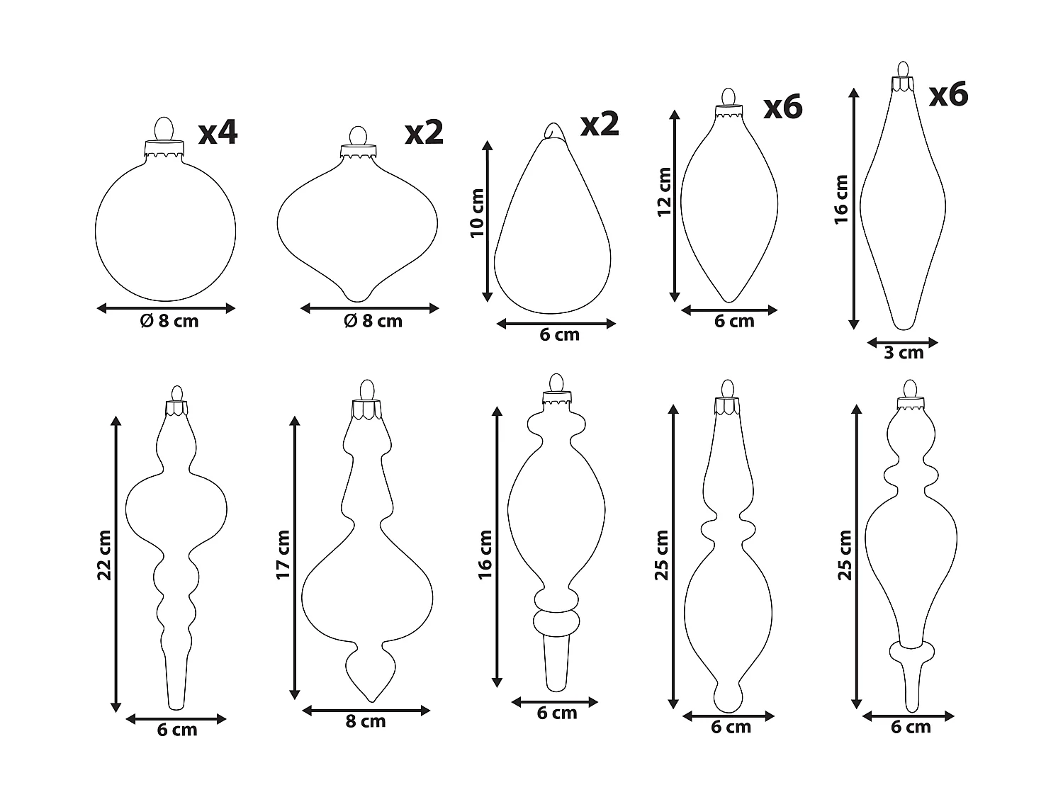 Lot de 25 boules ICICLE Verre Transparent/doré