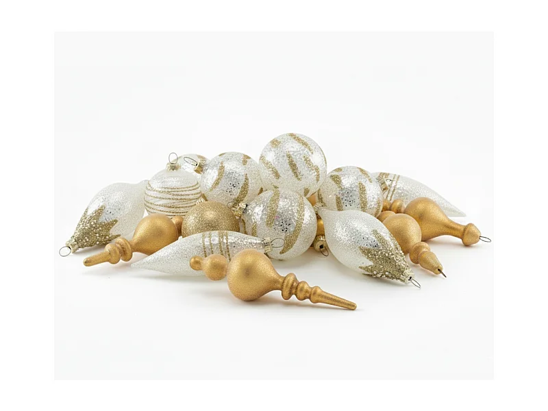 Lot de 25 boules ICICLE Verre Transparent/doré