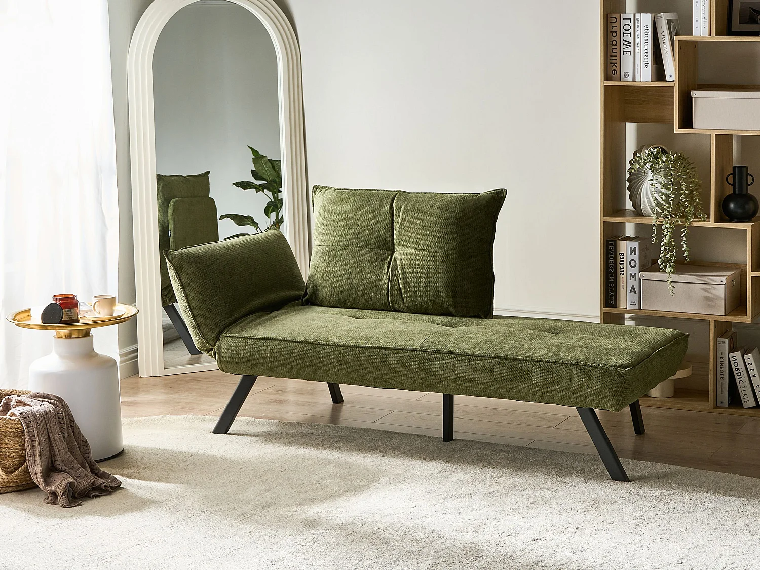 Chaise longue côté droite ROCAMADOUR Tissu Vert