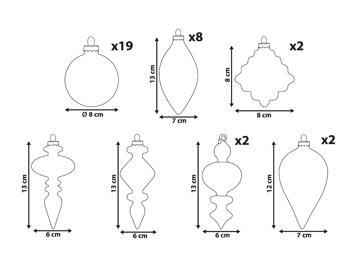 Lot de 35 boules FROSTFALL Verre Gris