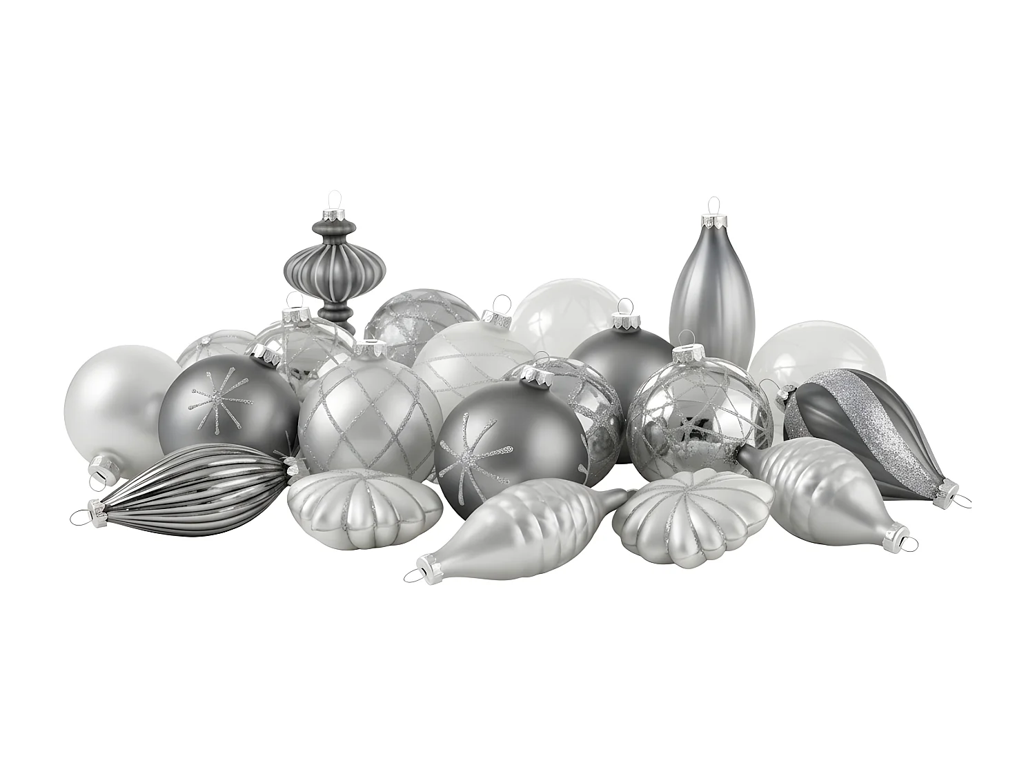 Lot de 35 boules FROSTFALL Verre Gris