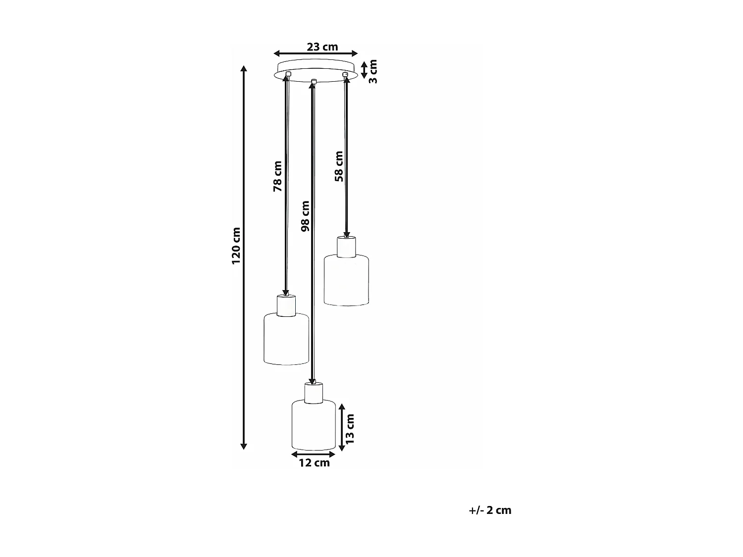 Lampes suspension à 3 lumières KITARE Verre Beige