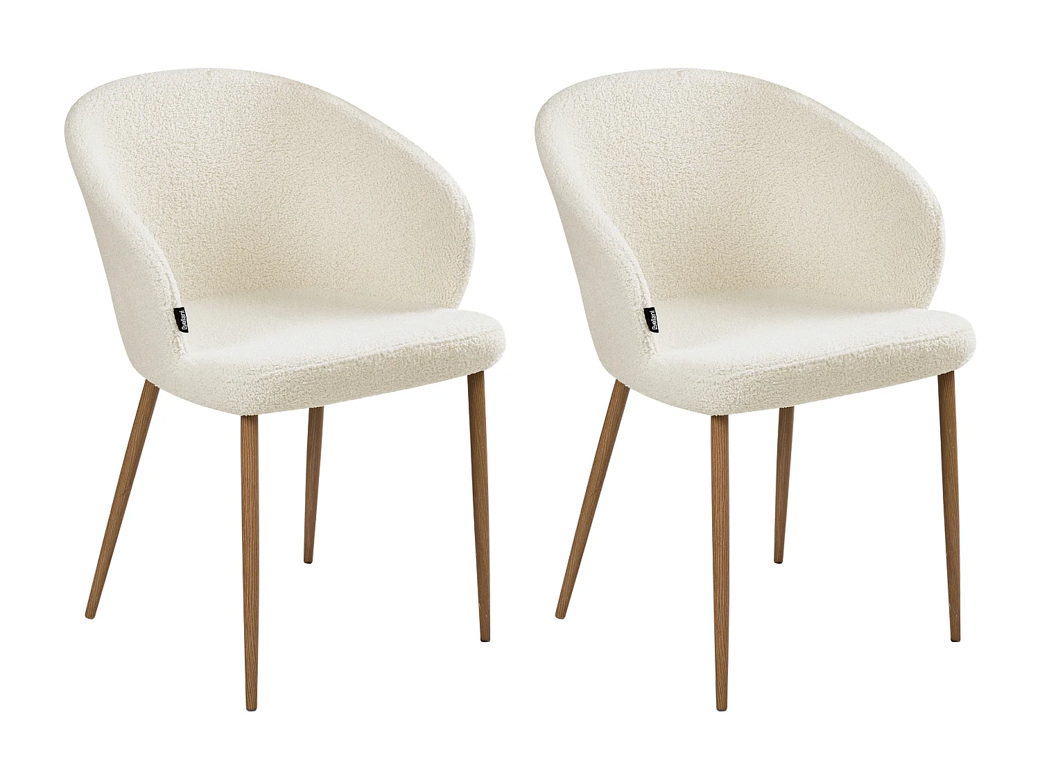 Lot de 2 chaises de salle à manger MASON Bouclé Blanc cassé/marron clair