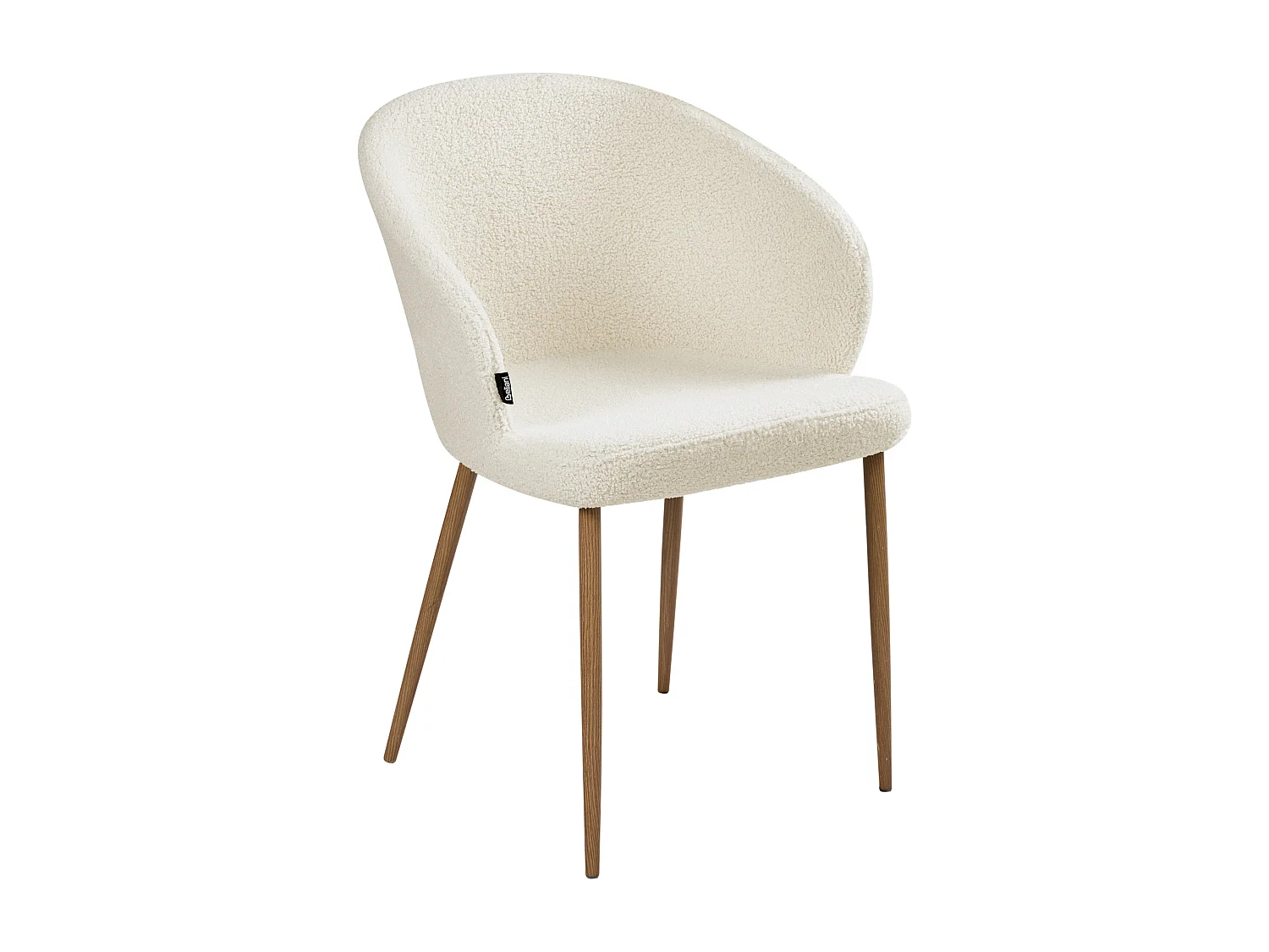 Lot de 2 chaises de salle à manger MASON Bouclé Blanc cassé/marron clair