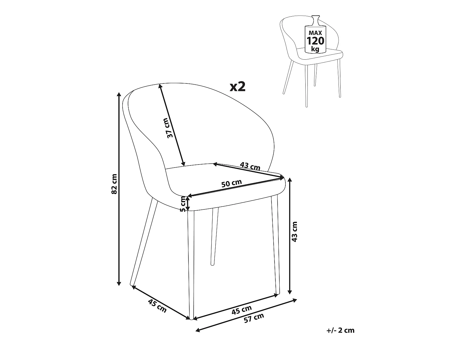 Set of 2 Dining Chairs MASON Boucle Off-White/ Light Brown