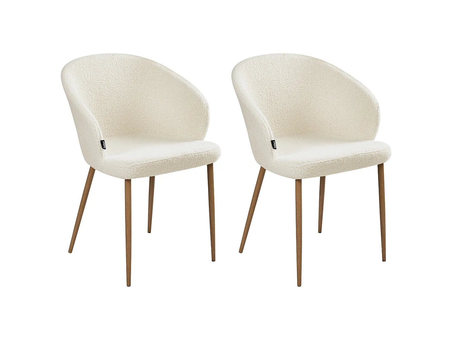 Set of 2 Dining Chairs MASON Boucle Off-White/ Light Brown