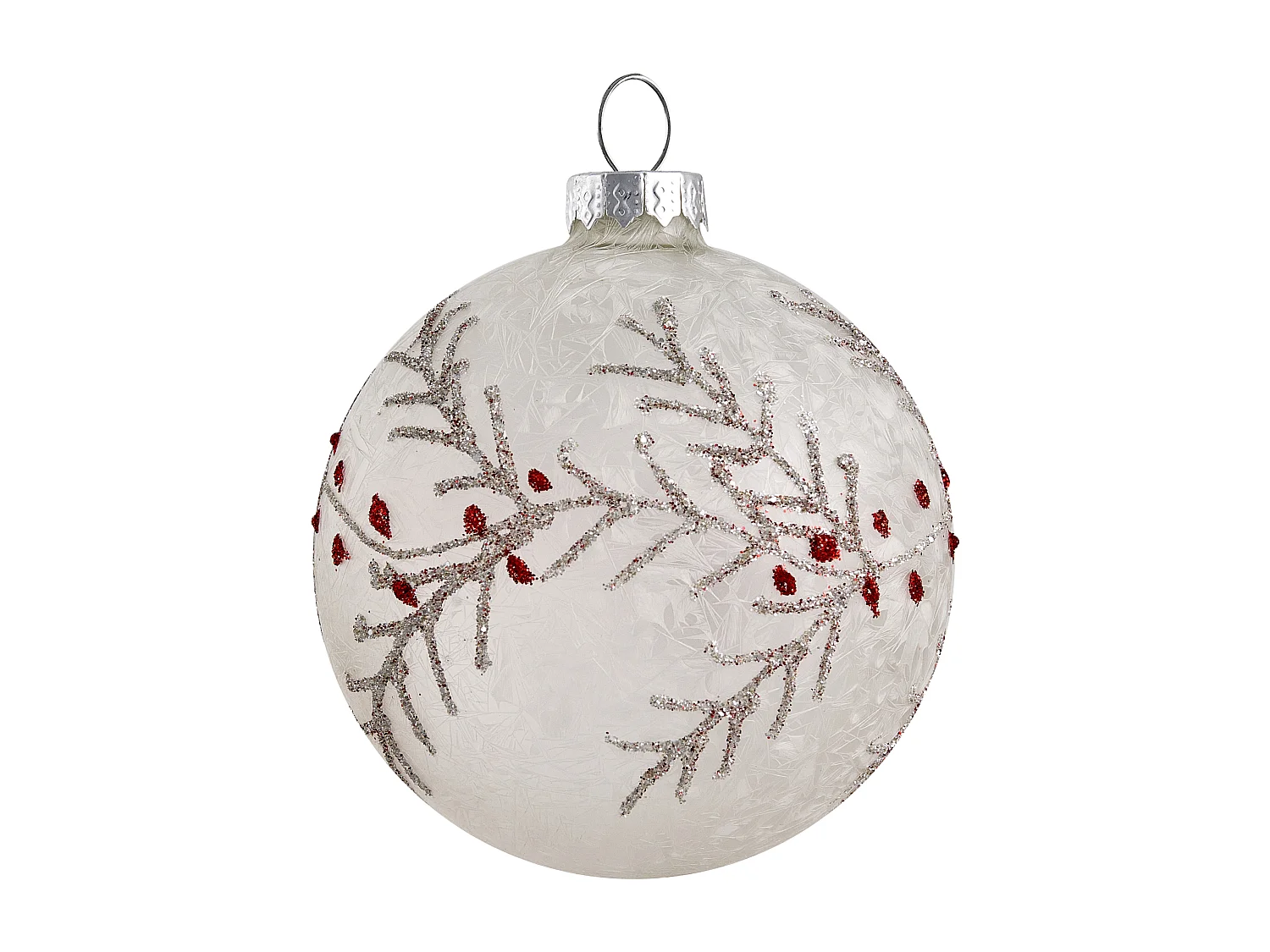 Lot de 50 boules SNOWFLAKE Verre Rouge/blanc