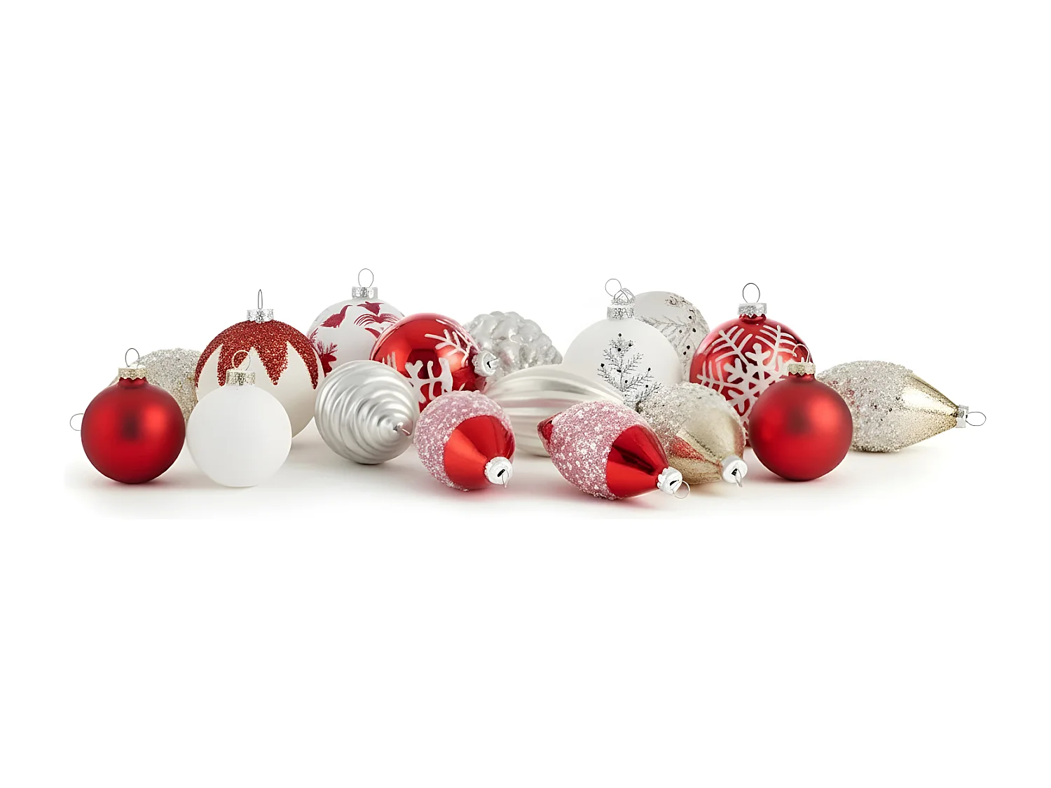 Lot de 50 boules SNOWFLAKE Verre Rouge/blanc