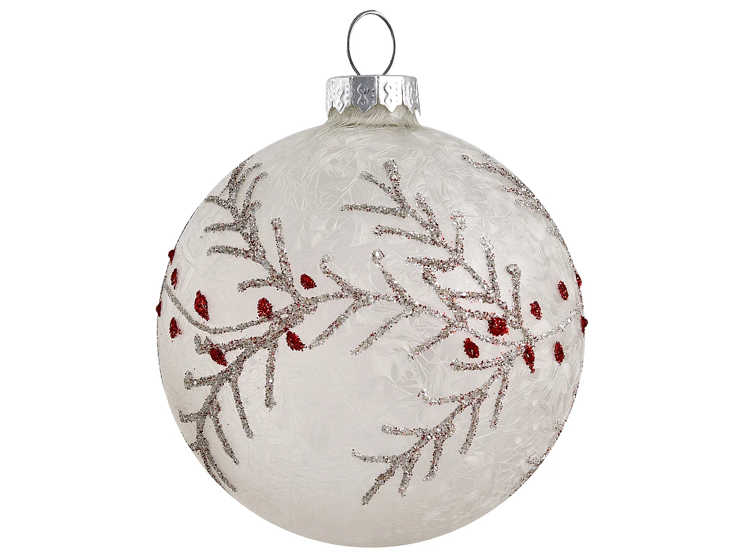 Lot de 50 boules SNOWFLAKE Verre Rouge/blanc