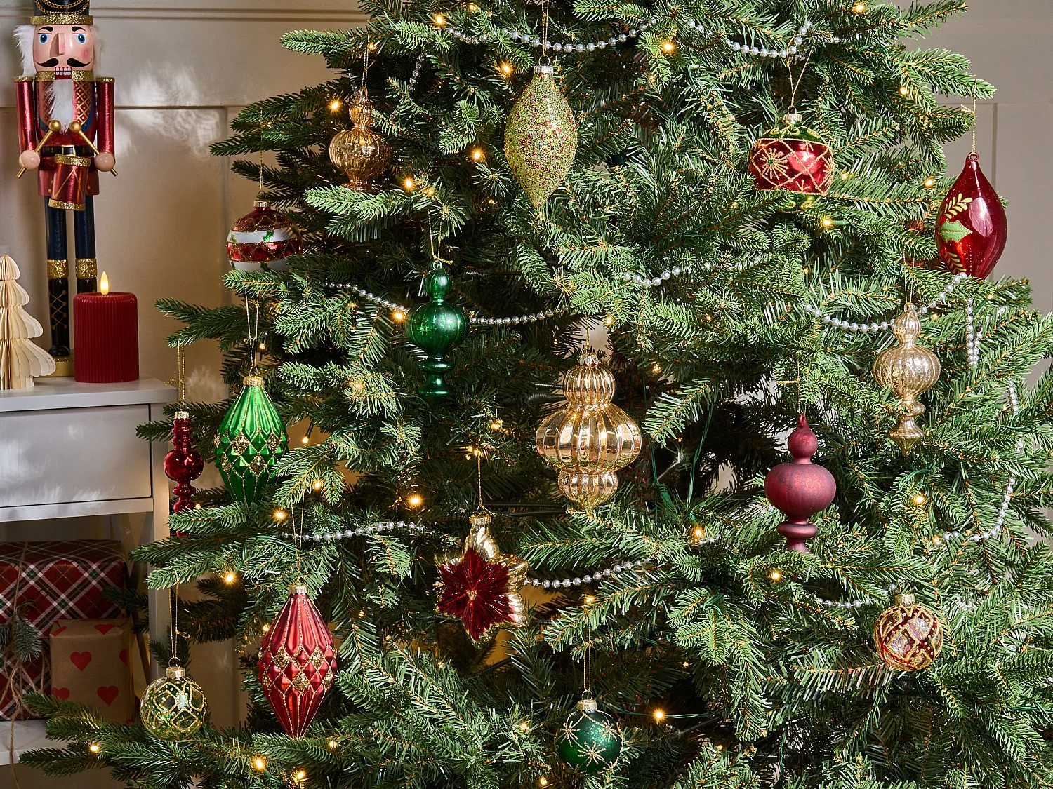 Lot de 70 boules TWINKLE Verre Rouge/vert