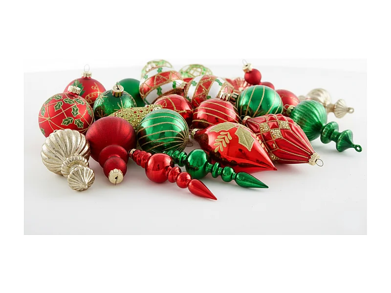 Lot de 70 boules TWINKLE Verre Rouge/vert