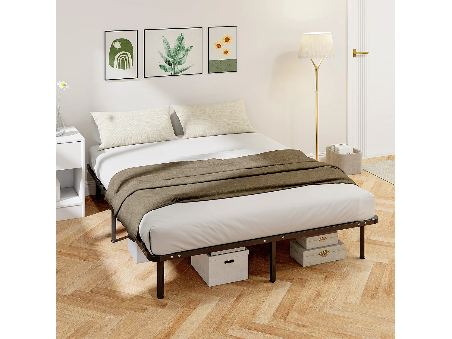 Letto matrimoniale a 28 doghe con spazio inferiore 190x160x31 cm