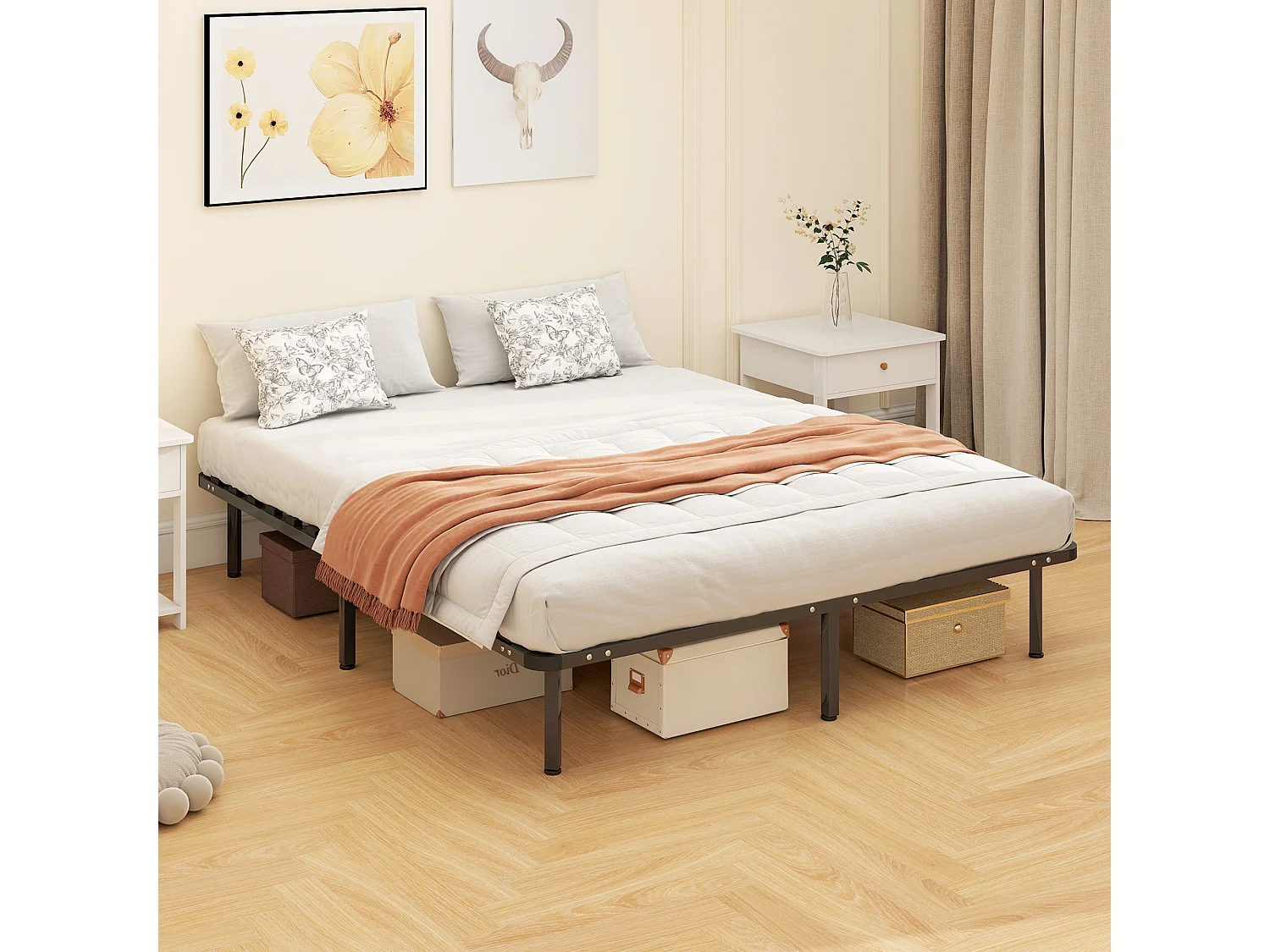 Letto matrimoniale a 28 doghe con spazio inferiore 190x160x31 cm