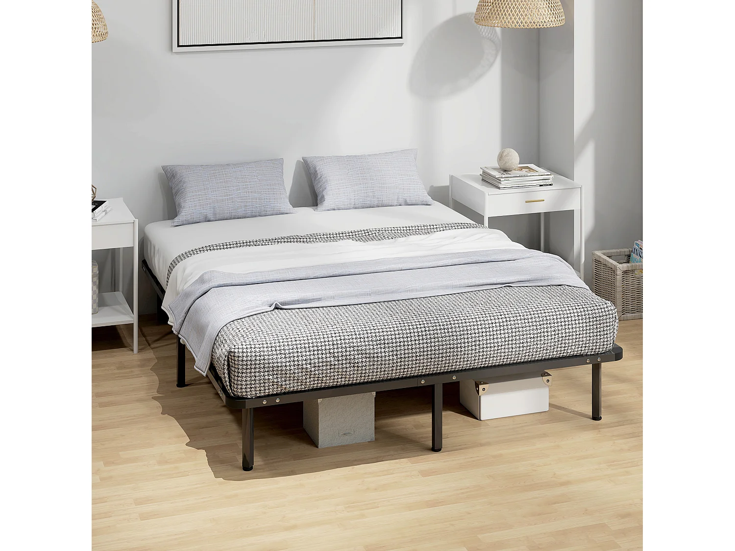 Letto matrimoniale a 28 doghe con spazio inferiore 190x160x31 cm