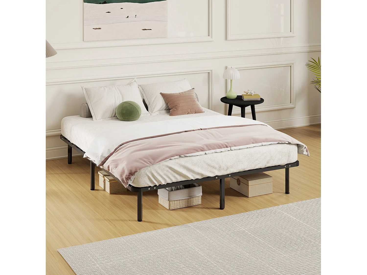 Letto matrimoniale a 28 doghe con spazio inferiore 190x160x31 cm