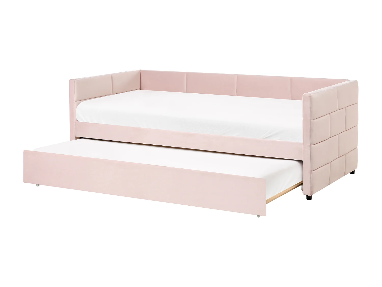 Lit gigogne Velours CHAVONNE 90 x 200 cm Rose