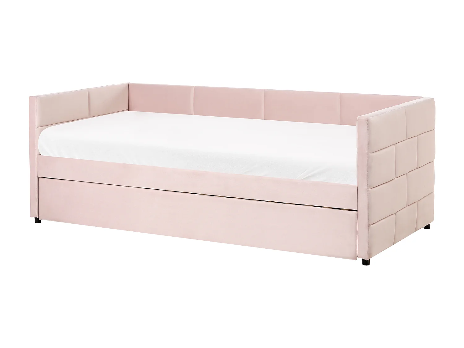 Lit gigogne Velours CHAVONNE 90 x 200 cm Rose
