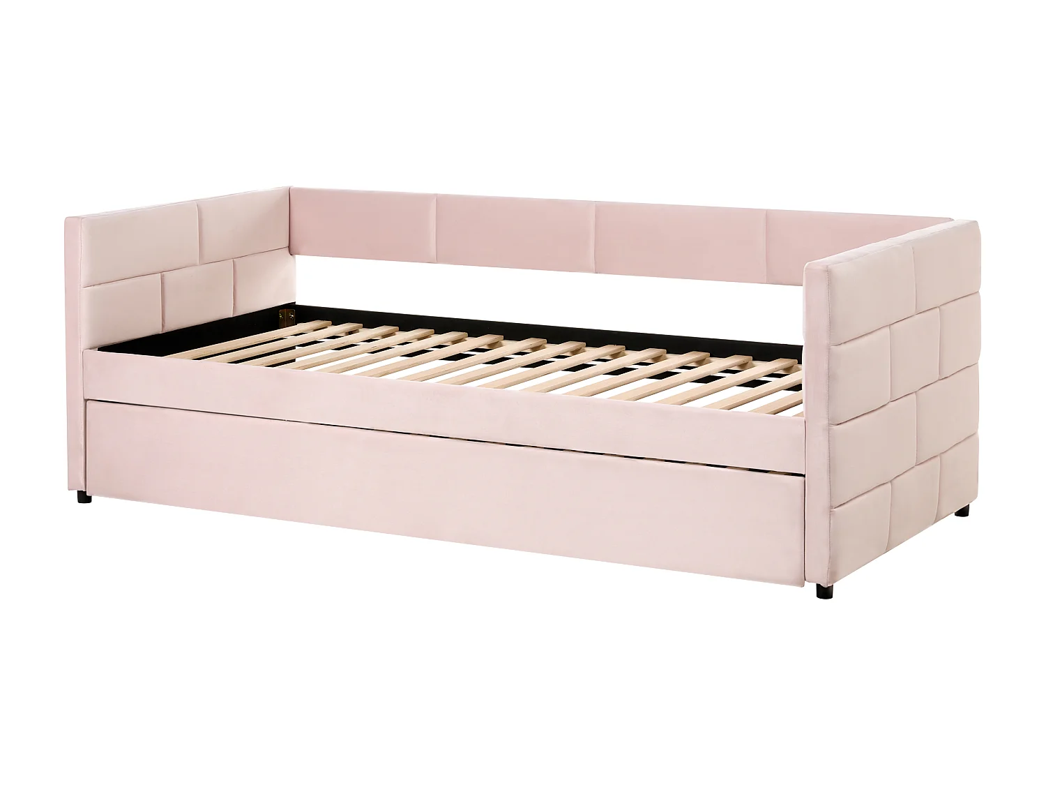 Lit gigogne Velours CHAVONNE 90 x 200 cm Rose