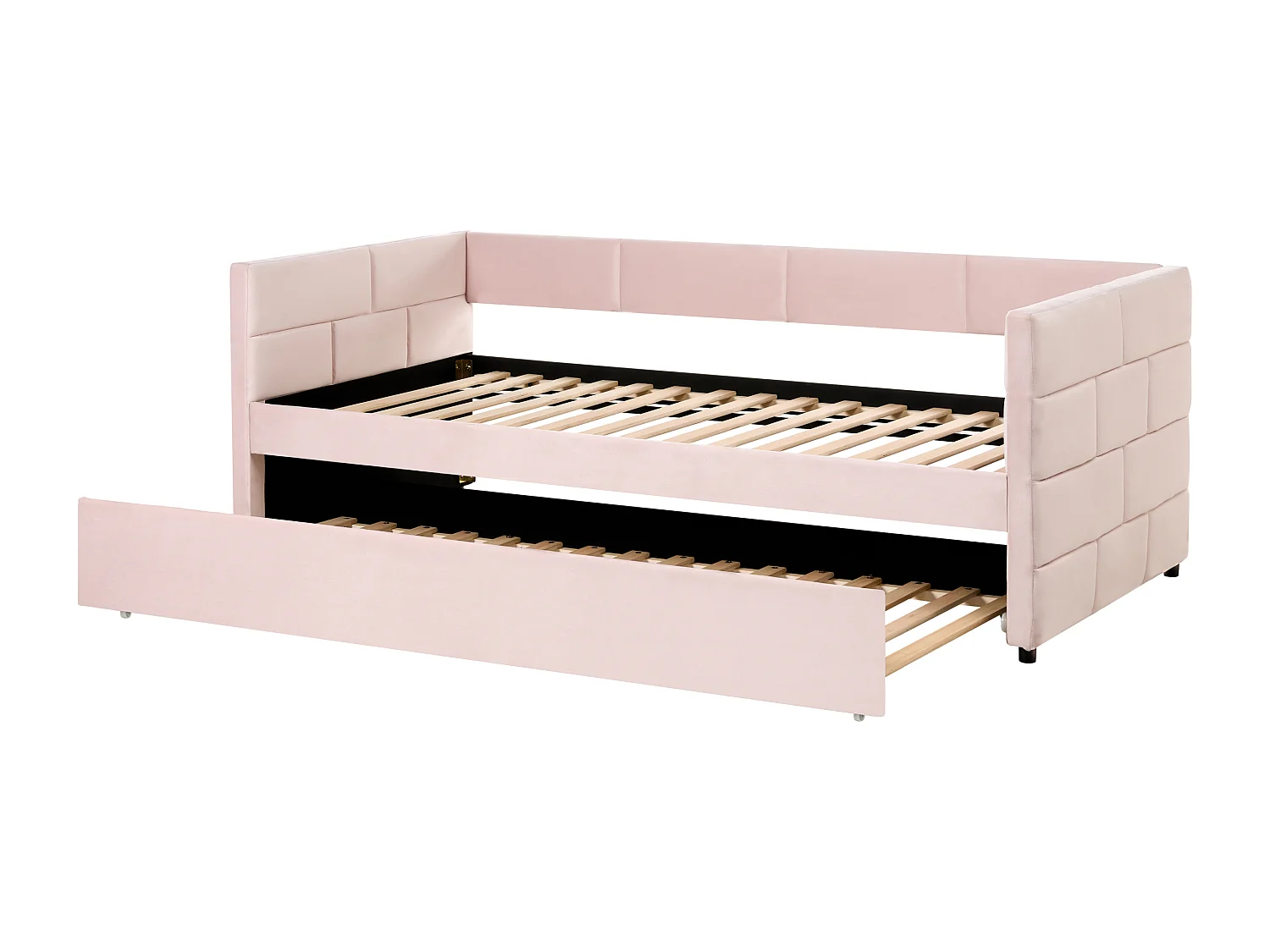 Lit gigogne Velours CHAVONNE 90 x 200 cm Rose