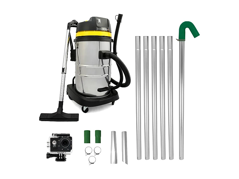 MAXBLAST Lot de Aspirateur Industriel 60 L, Perche Pour Gouttières & Caméra d'Inspection