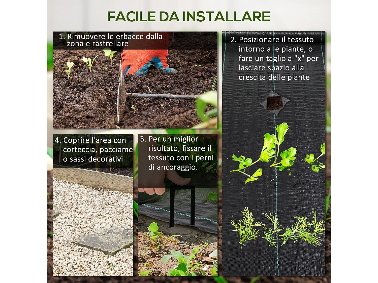Telo per pacciamatura 100x1 m traspirante e anti-uv