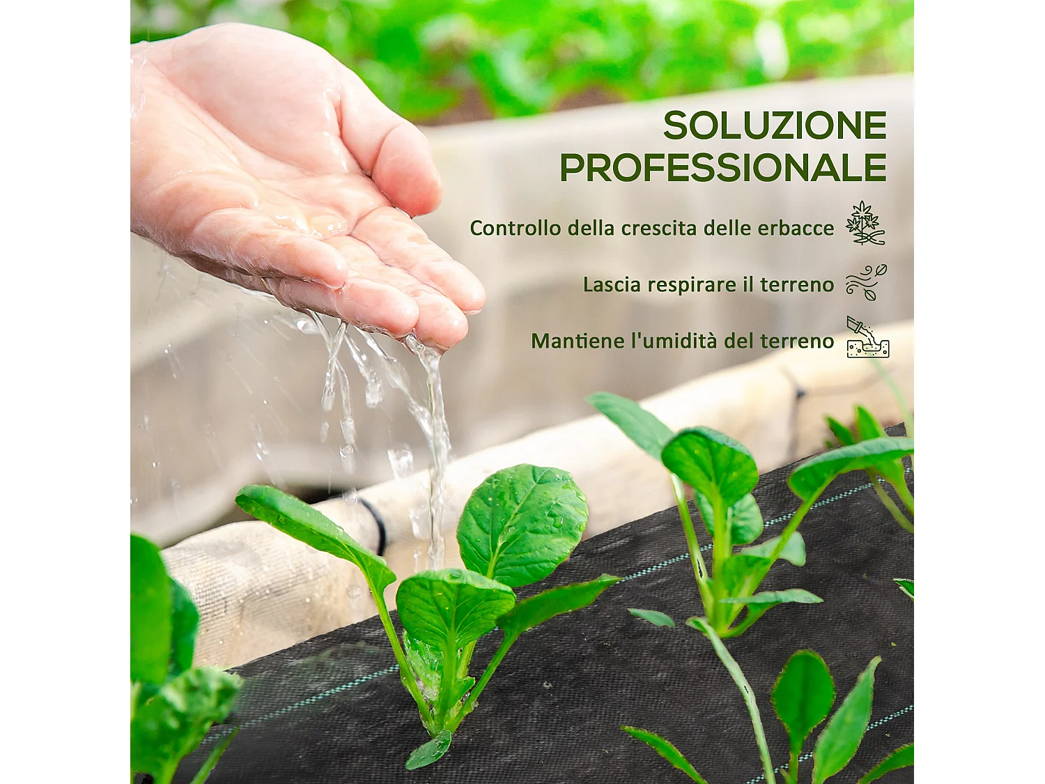 Telo per pacciamatura 100x2 m, traspirante e anti-uv