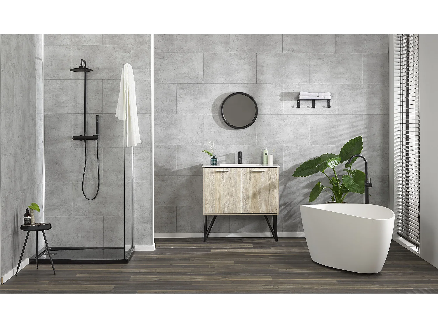 panneaux muraux douche - dalle pvc dumawall+ chicago 37,5 cm ht x 65 cm lg - lot de 8 plaques - 1,95 m2