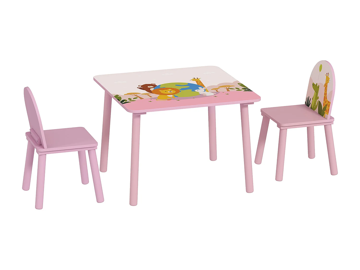 Set tavolo e sedie per bambini 3-8 anni con bordi arrotondati rosa